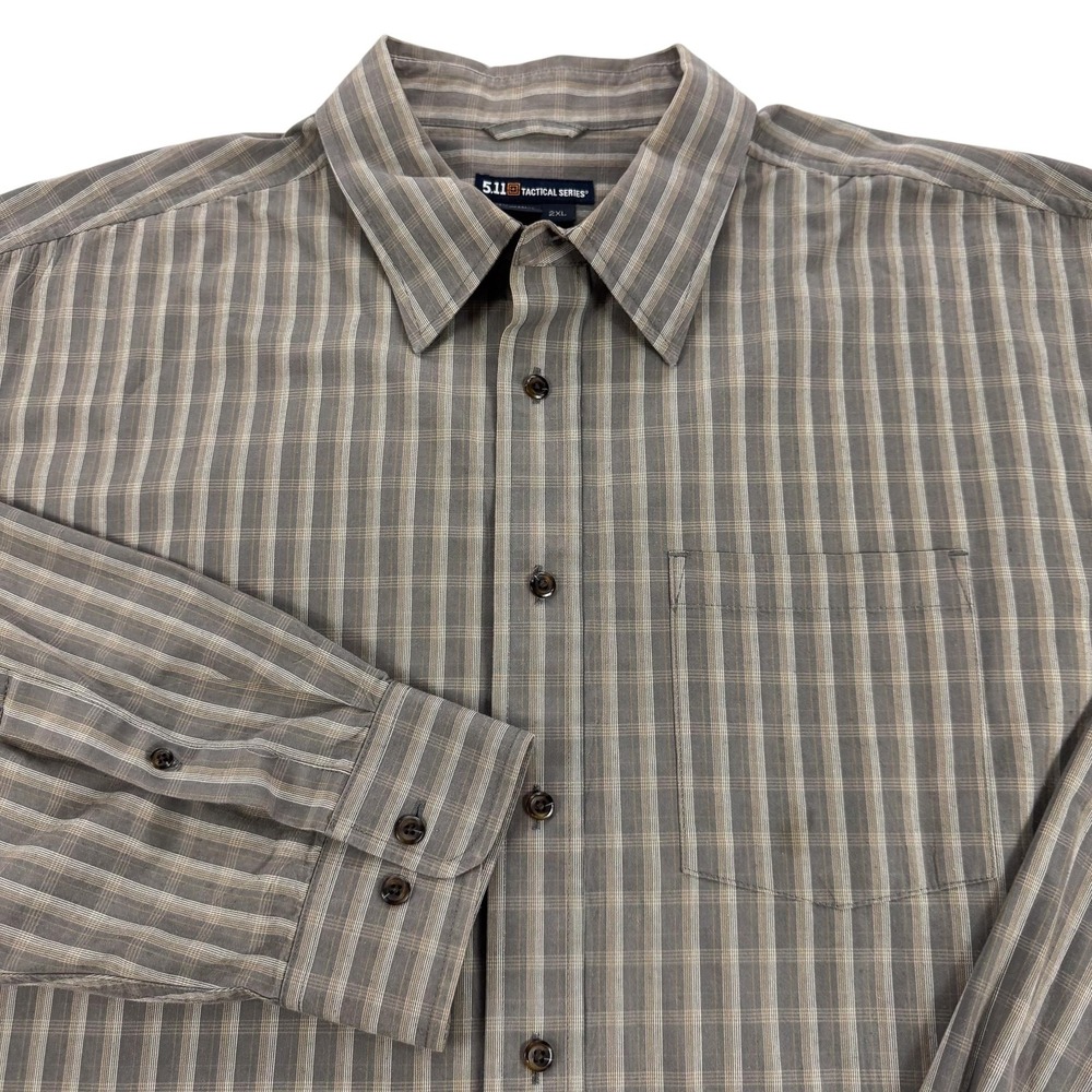 5.11 Tactical Series Shirt Mens 2XL Gray Plaid Cover Dress L/S Conceal Carry